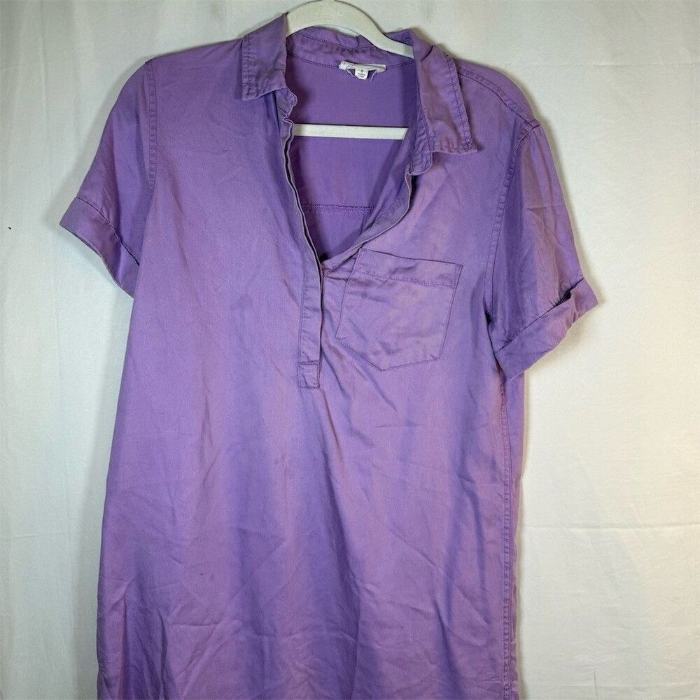 Day + Moon Shirt Dress Womens Size S Purple Denim Mini Short Sleeve